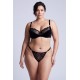 String noir en dentelle avec bijou cœur doré - PA02MBLK