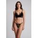 String noir en dentelle avec bijou cœur doré - PA02MBLK