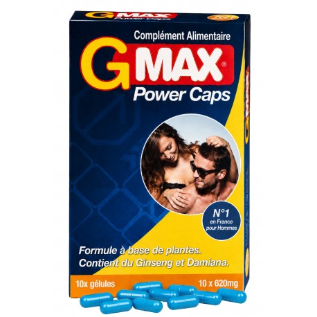 G-MAX Power Caps Boite de 10 gélules – Vitalité Bien-Être Masculin Complément alimentaire