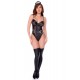 Body policier en résille transparente et wetlook avec détails métalliques - Mapalé