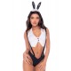 Déguisement lapine sexy 3 pièces avec oreilles, top court et culotte à bretelles - Mapalé
