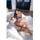 Ensemble 2 pièces transparent bleu poppy avec soutien-gorge brodé et string brésilien - Mapalé
