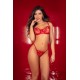 Ensemble 2 pièces rouge rubis avec soutien-gorge brodé à armatures et string - Mapalé