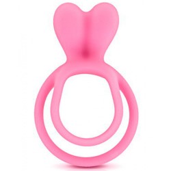 Double cockring rose avec stimulateur de clitoris