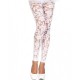 Legging blanc fin transparent motif fleuri