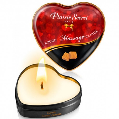 Mini bougie de massage caramel boîte coeur 35ml