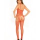 Bodystocking rouge filet ouvert devant et derrière