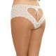 Shorty blanc grande taille de dentelle ouvert et ajouré sur les fesses forme coeur