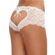 Shorty blanc de dentelle ouvert et ajouré sur les fesses forme coeur