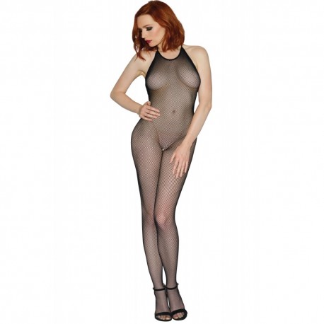 Bodystocking résille noir dos nu entre-jambes ouvert