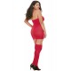 Bodystocking rouge grande taille effet guêpière avec dentelle