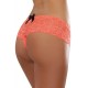 Shorty ouvert orange corail court en dentelle