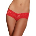 Shorty sexy taille basse rouge en dentelle