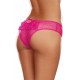 Tanga ouvert rose dentelle avec noeud sur les fesses