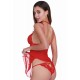 Nuisette rouge avec ornements et culotte assortie