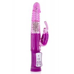 Vibromasseur rabbit rose 2 moteurs et billes rotatives USB