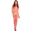 Bodystocking rose filet ouvert devant et derrière