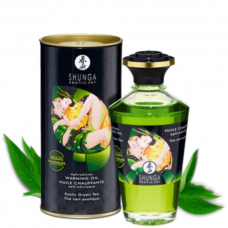 Huile de massage bio thé vert chauffante comestible 100ml