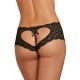 Shorty noir de dentelle ouvert et ajouré sur les fesses forme coeur