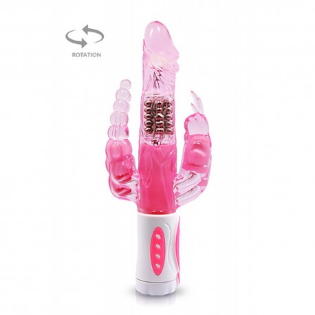 Vibromasseur rabbit rotatif triple stimulation - CC530136