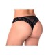 String dentelle et fine résille noire - MAL109BLK