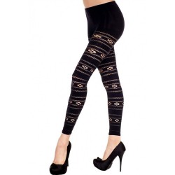 Legging fin voile noir motif floral - MH35827BLK