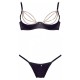 Soutien-gorge sexy demi-seins en satin avec chainette et string - OR2221179BLK
