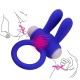 Anneau vibrant silicone bleu avec oreilles de lapin - COR-003BLU