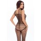 Bodystocking large maille ouvert à l'entrejambe - REN7095-BLK