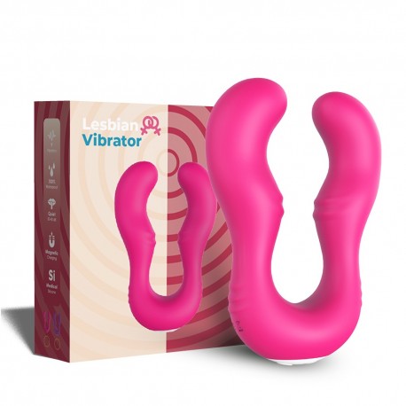 Vibromasseur Rose en forme de U double tête stimulateur point G - USK-V07PNK