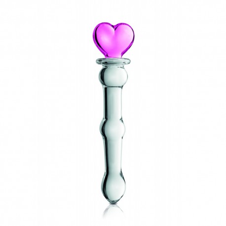 Gode en verre bicolor avec boules et coeur n°21 Glossy - CC532074