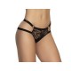 Shorty en dentelle florale noire et chaines Or - MAL116BLK