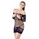 Petite robe, sans couture, noire en fine résille avec string - R27172981101