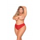 Tanga rouge grande taille, ouvert à l'entrejambe - DG1468XRED