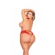 Tanga rouge grande taille, ouvert à l'entrejambe - DG1468XRED
