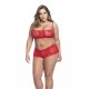 Ensemble lingerie, grande taille, rouge top bustier et shorty dentelle - MAL206XRED