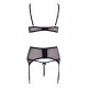 Soutien-gorge dentelle, porte-jarretelles et string ouvert noir - R2213052