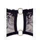 Soutien-gorge dentelle, porte-jarretelles et string ouvert noir - R2213052