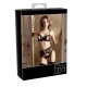 Soutien-gorge dentelle, porte-jarretelles et string ouvert noir - R2213052