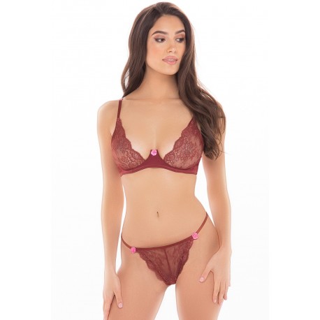 Ensemble 2 pièces avec soutien-gorge à armatures et string dentelle - REN53024-BUR