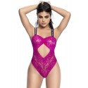 Body string en dentelle florale rose et bretelles larges élastiques - MAL8693HPK