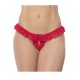 Culotte ouverte rouge avec froufrou en dentelle - MAL119RED