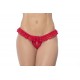 Culotte ouverte rouge avec froufrou en dentelle - MAL119RED