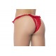 Culotte ouverte rouge avec froufrou en dentelle - MAL119RED