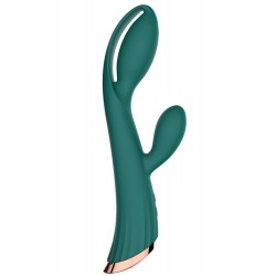 Vibromasseur vert avec stimulateur de clitoris LRIS USB - LRISGREEN