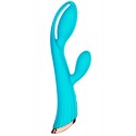 Vibromasseur bleu avec stimulateur de clitoris LRIS USB - LRISBLUE