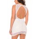 Robe simili cuir et dentelle blanche Lydia - LDL12WHT