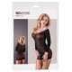 Robe en résille noire transparente, manches longues - R27138101101