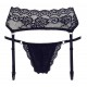 Porte-jarretelles en dentelle noire et string assorti - R232187410