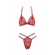 Soutien-gorge en dentelle rouge avec bonnets détachables et string - R221125430